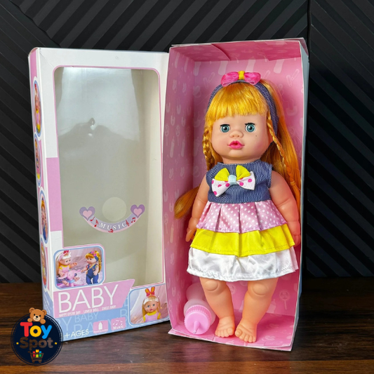 Happy Every Day Baby Doll with Feeding Bottle & Diaper