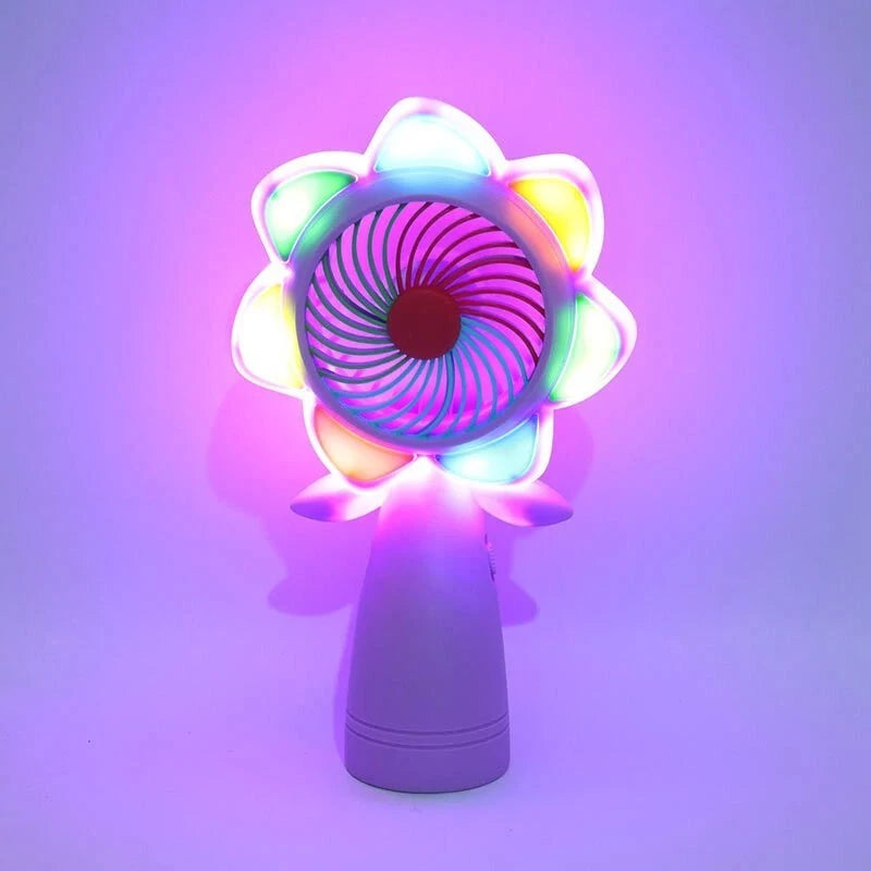 7" Rechargeable Seven Color Flower Mini Cooling Fan