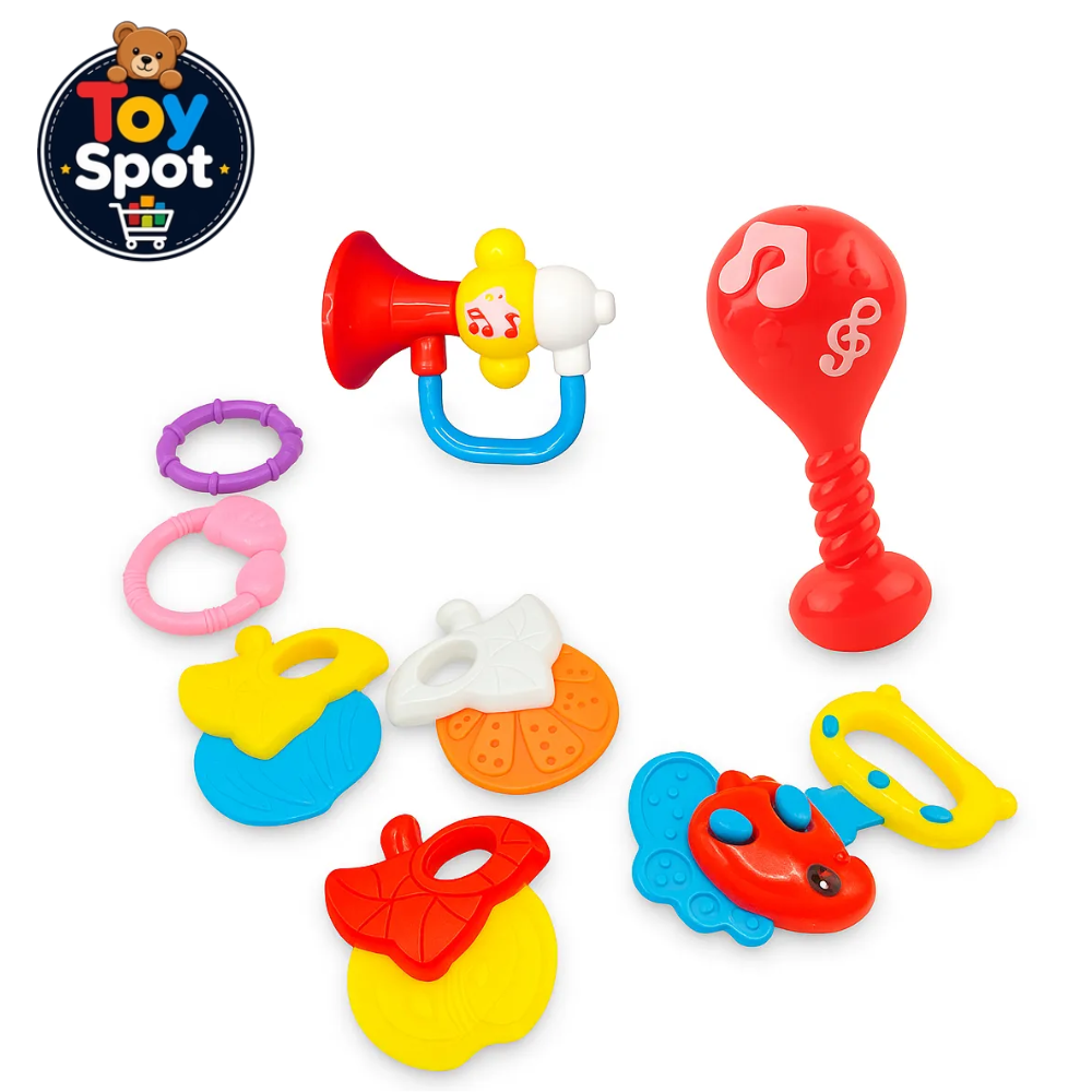 8 Pcs Baby Rattle & Teether Toy Set