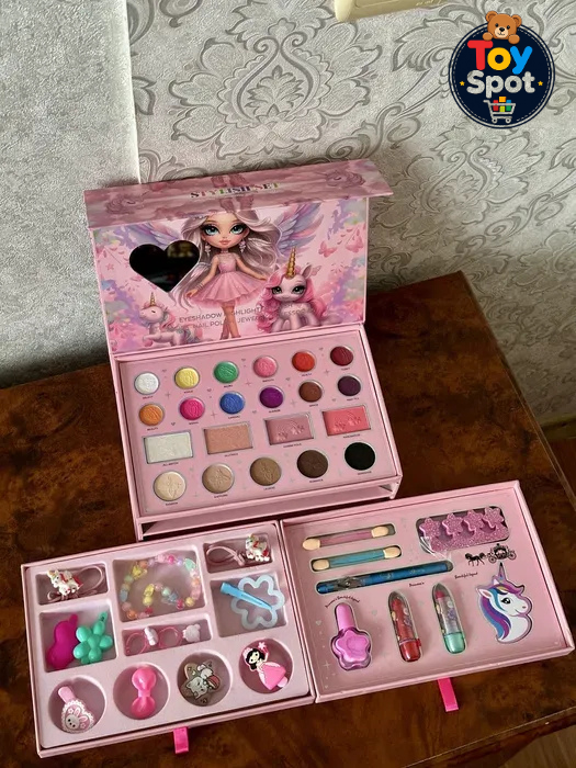 42-Piece Girls Makeup & Jewellery Briefcase Play Set with Mirror