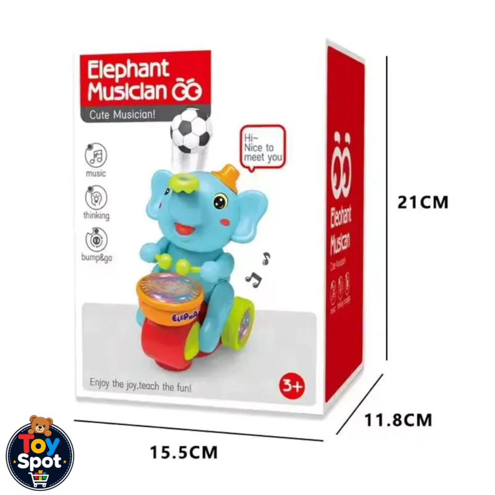 Musical Ball Blowing & Walking Elephant Toy with Lights & Music
