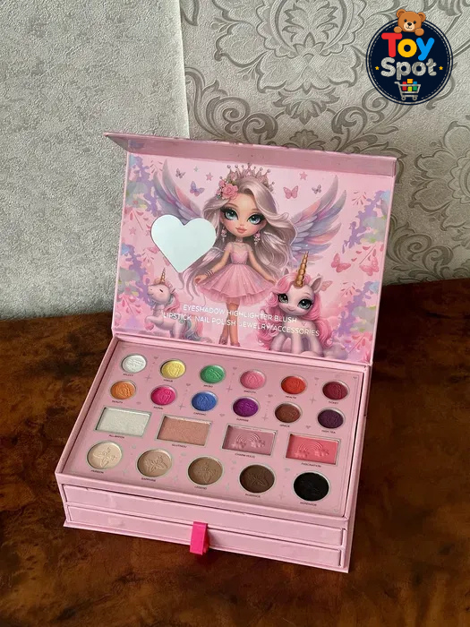 42-Piece Girls Makeup & Jewellery Briefcase Play Set with Mirror