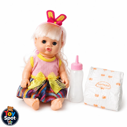 Happy Every Day Baby Doll with Feeding Bottle & Diaper
