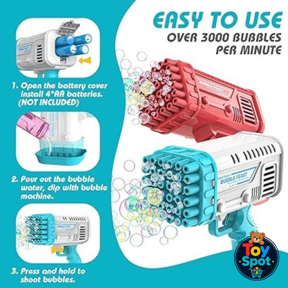 36-Hole Electric Bubble Gun Bazooka for Kids | Automatic Bubble Maker