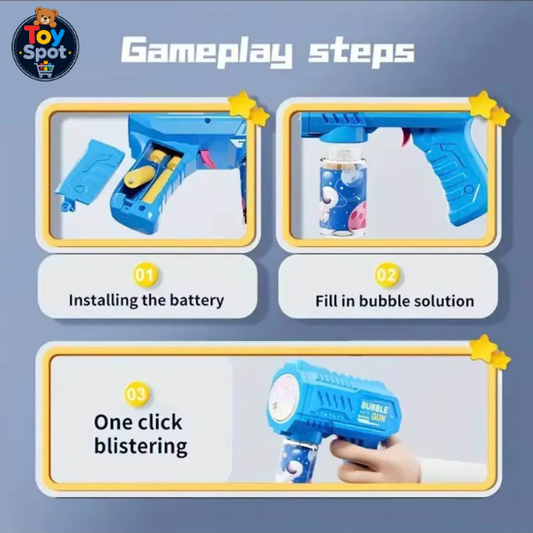 Automatic Bubble Bottle Gun with Lights & Bubble Solution for Kids