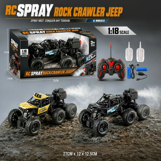 1:18 RC Spray Rock Crawler Jeep 6x6 with LED Lights & Smoke Effect