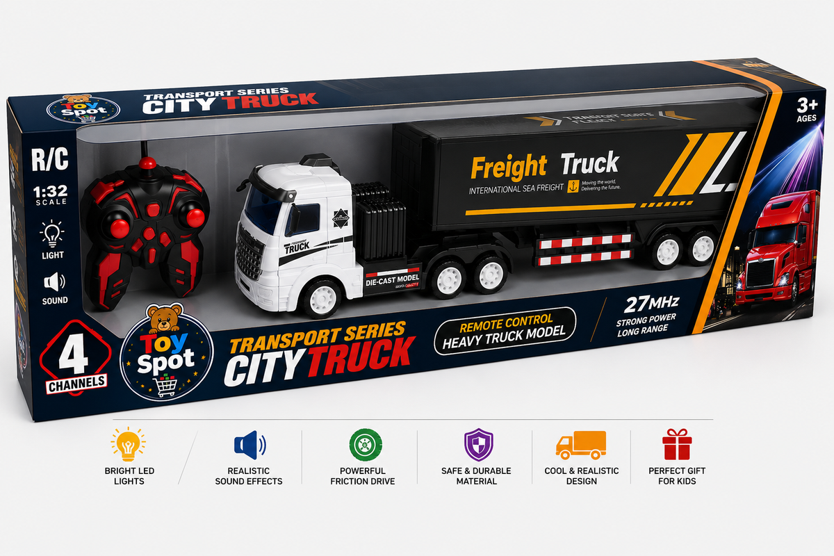 Remote Control Container Truck With Light For Kids