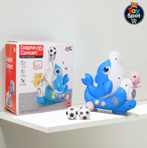 Electric Dolphin Ball Blowing Toy with Music & Lights
