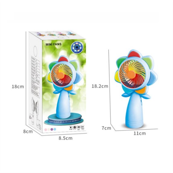 7" Rechargeable Seven Color Flower Mini Cooling Fan