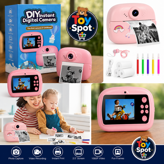 Children’s Instant Digital Print Camera For Kids Black And White Printing Roll