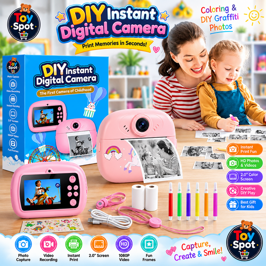 Children’s Instant Digital Print Camera For Kids Black And White Printing Roll