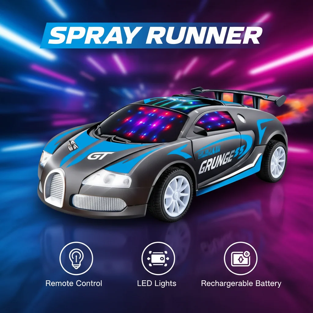 Spray Remote Control Racing Car with Smoke Effect & LED Lights