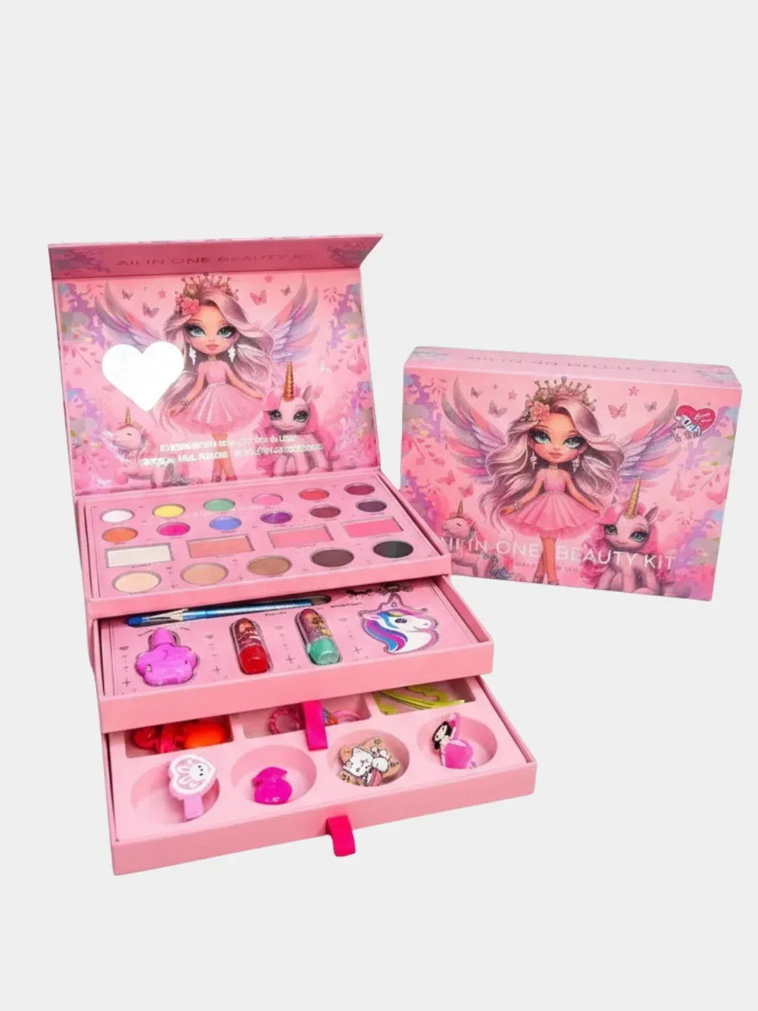 42-Piece Girls Makeup & Jewellery Briefcase Play Set with Mirror