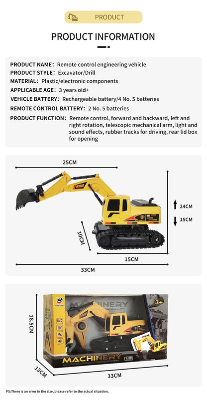 1:24 Scale Remote Control Excavator Construction Truck