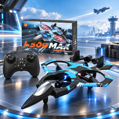 K500 Max RC Fighter Jet Drone with 360° Stunts & LED Lights