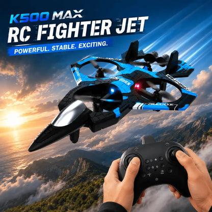 K500 Max RC Fighter Jet Drone with 360° Stunts & LED Lights