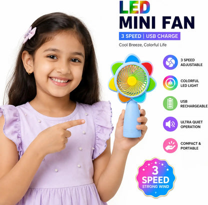 7" Rechargeable Seven Color Flower Mini Cooling Fan