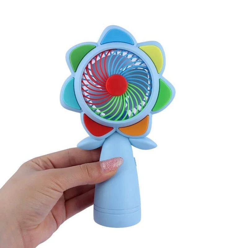 7" Rechargeable Seven Color Flower Mini Cooling Fan